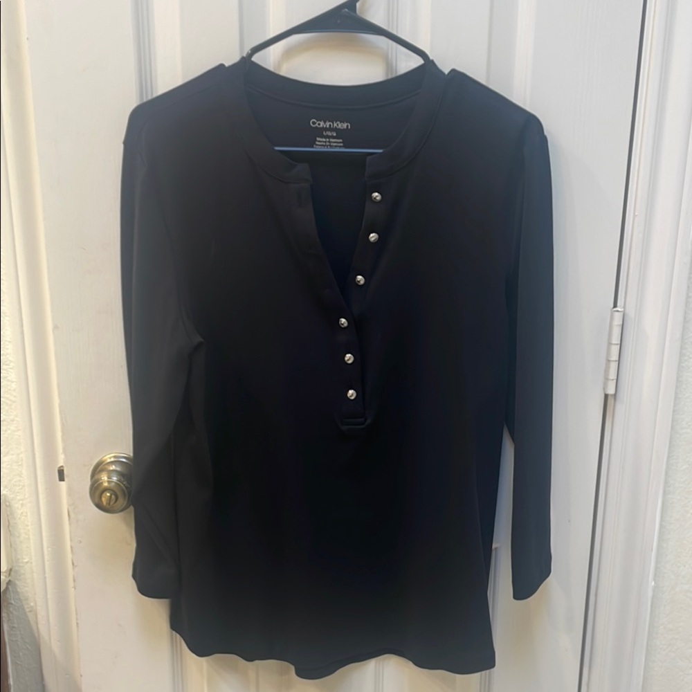 Calvin Klein Black Button Down Polo Shirt